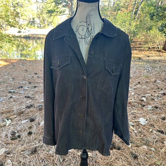 Vintage Carol’s Denims Lightweight Denim Shacket XL Dark Blue Green Vintage - Picture 3 of 12